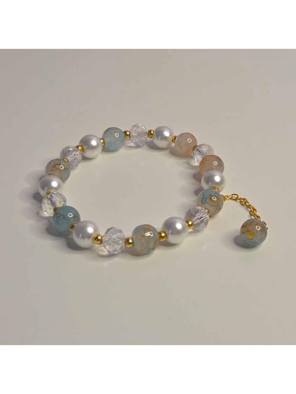 Blue and Orange Crystal Beaded Bracelet Y2K Fairy Glam